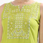 Women's Bright Lime Green Notch Neck Embroidered Kurta, हल्का हरा, small image number null