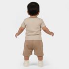 Infants' Beige Cotton Round Neck Bunny Applique Baba Suit, Beige, small