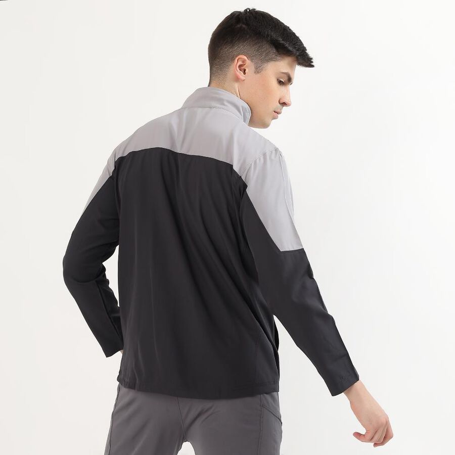 Men's Dark Grey and Light Grey High Neck Athleisure Jacket, Dark Grey, large image number null