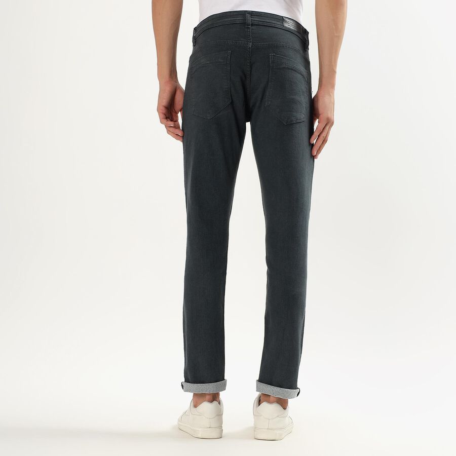 Men's Dark Blue Skinny Fit Five-Pocket Jeans, Dark Green, large image number null