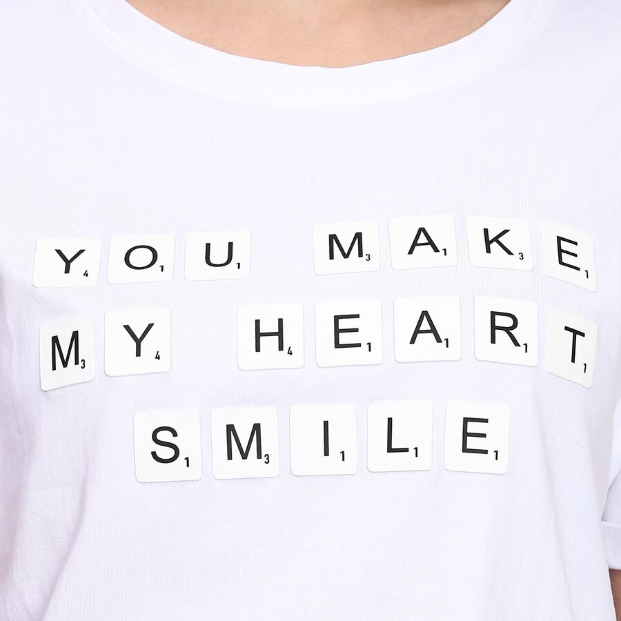 Ladies' Round Neck T-Shirt , सफ़ेद, large image number null