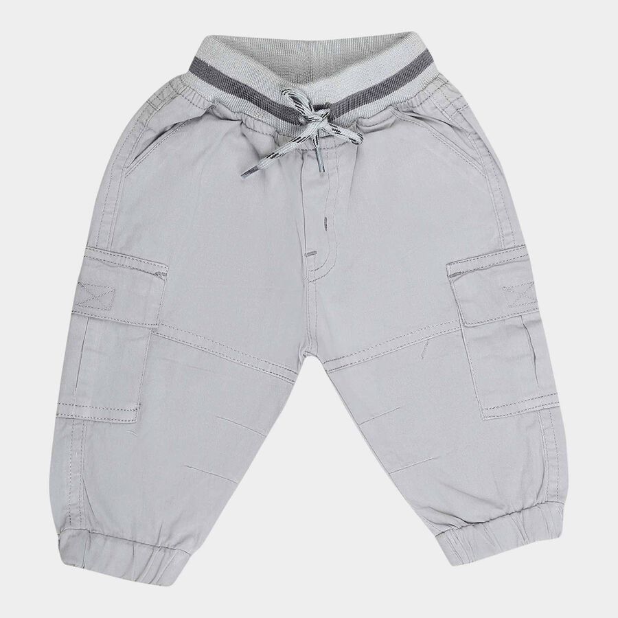 Infants Cotton Solid Trousers, Light Grey, large image number null