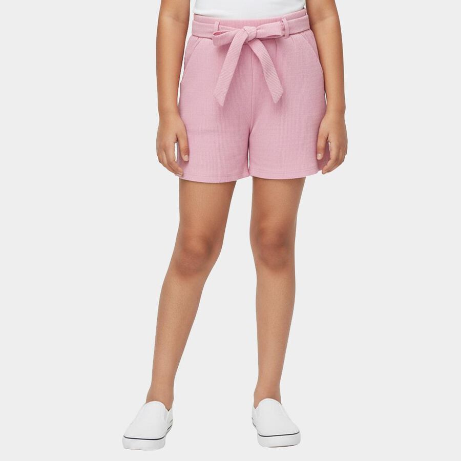 Girls' Pink Vibrant Regular Fit Shorts, गुलाबी, large