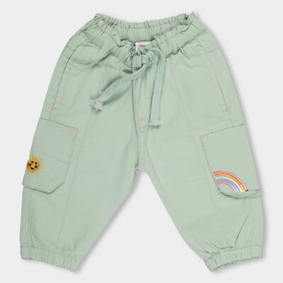 Infants' Light Sage Green Elasticated Cargo Trousers