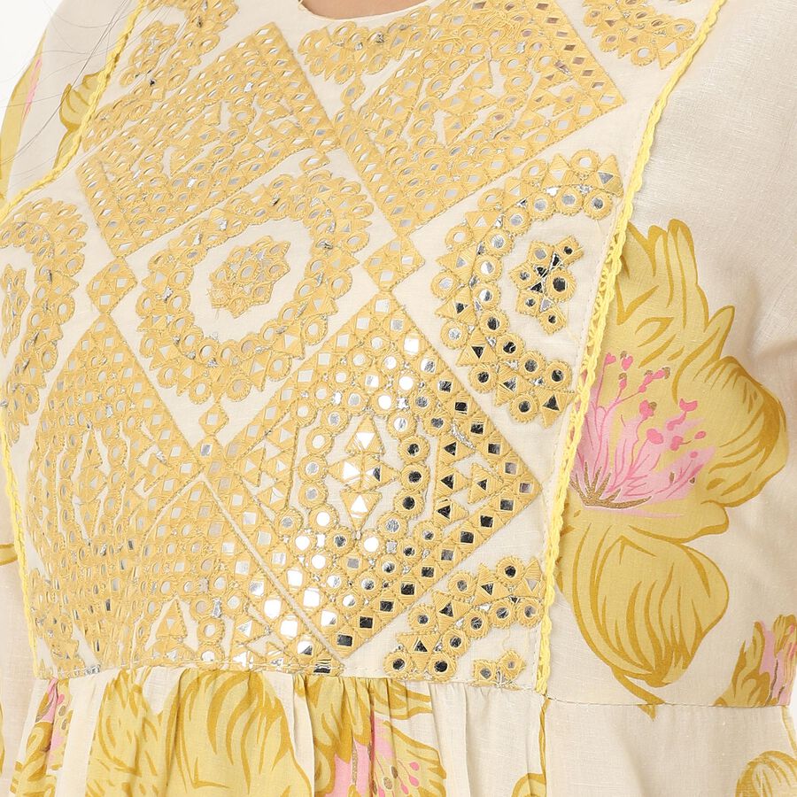 Women's Bright Yellow Embroidered Kurta, पीला, large image number null