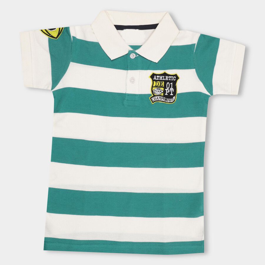 Boys' 100% Cotton Half Sleeves T-Shirt , Dark Green, large image number null