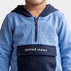 Boys Light Blue Hooded Neck Colorblock Baba Suit, Mid Blue, small