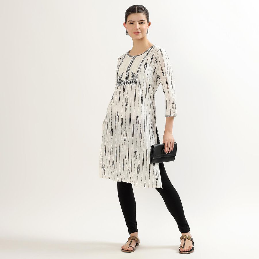 Ladies' 100% Cotton Kurta , Off White, large image number null