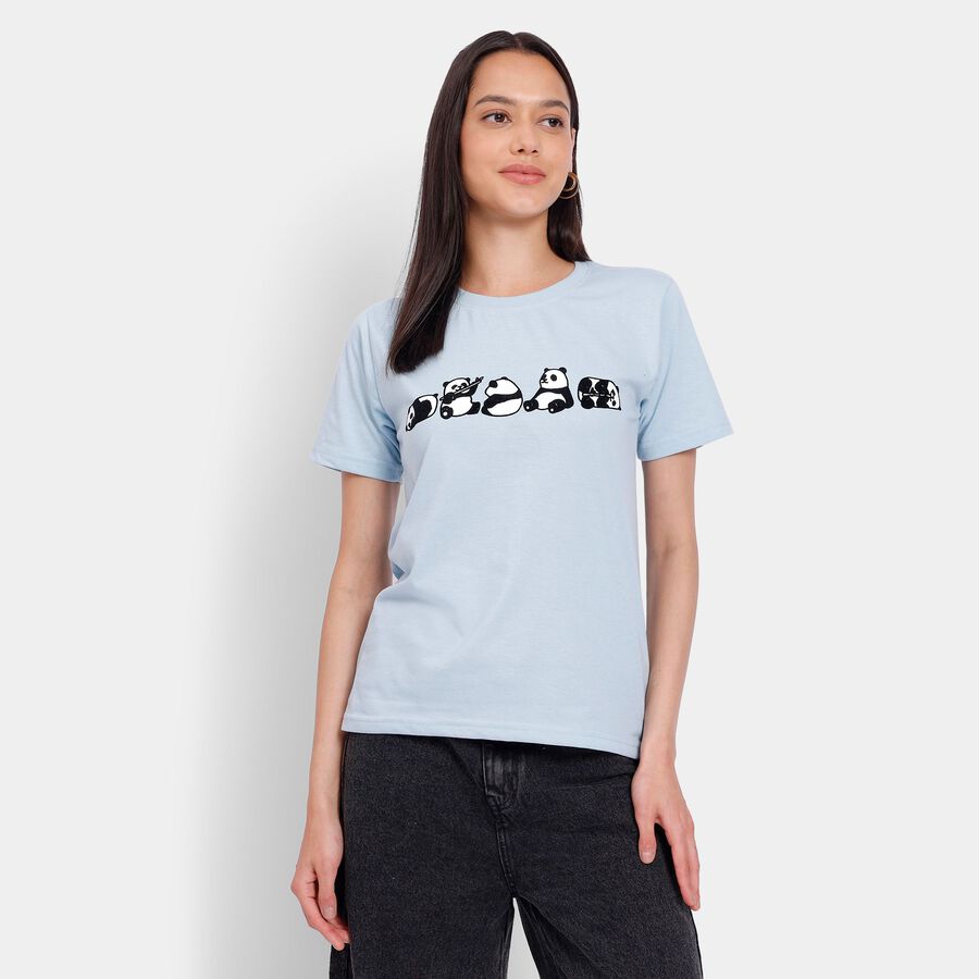 Ladies' Round Neck T-Shirt, हल्का नीला, large image number null