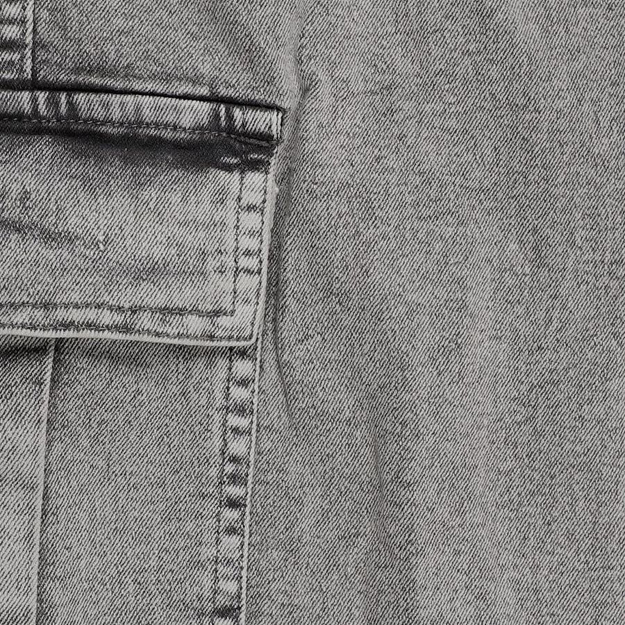 Boys' Faded Grey Relaxed Fit Cargo Jeans, Light Blue, large image number null