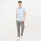 Men's Blue Cotton Half Sleeve Spread Collar Casual Shirt, हल्का नीला, small