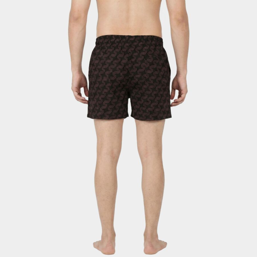 Men's Black Relaxed Fit Printed Boxers, Black, large