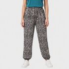 Women's Light Blue Relaxed Fit Leopard Print Harem Pants, हल्का नीला, small