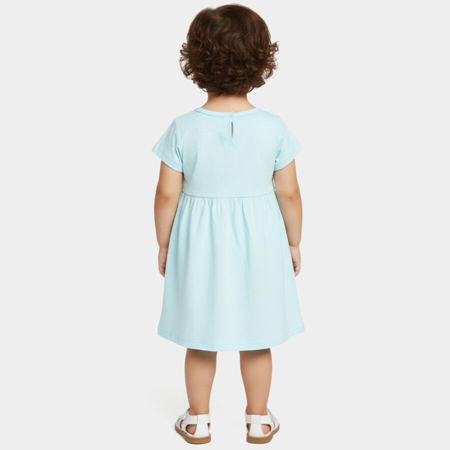 Infants' Light Green Regular Fit Lace Trim Frock, Light Green, large