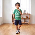 Boys' Green Crew Neck Regular Graphic Print T-Shirt, हल्का हरा, small