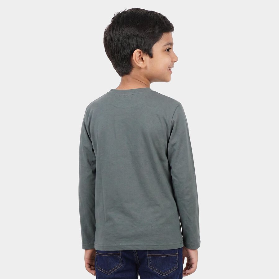 Boys Mid Blue Round Neck Regular Boys T-Shirt, Mid Blue, large