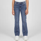 Girls' Stonewashed Blue Slim Fit Embellished Jeans, Mid Blue, small image number null
