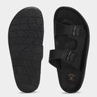 Men's Black Buckle Strap Slide Sandals, Black, small