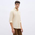 Men's Rich Eggshell White Cotton Classic Collar Casual Shirt, ऑफ व्हाइट, small