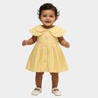 Infants' Light Yellow Cotton Peter Pan Collar Flared Frock, पीला, small