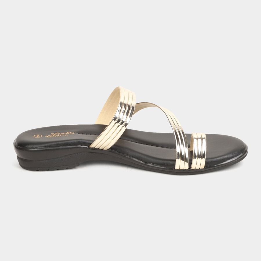 Womens Sandals, गोल्डन, large image number null