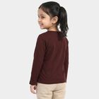 Girls Wine Cotton Round Neck Regular Top, वाइन, small