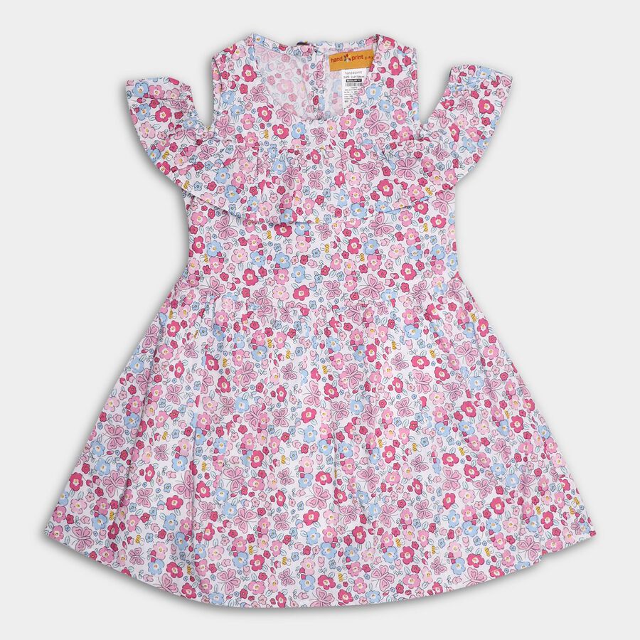 Girls' 100% Cotton Frock , Off White, large image number null