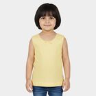 Girls Yellow Cotton Round Neck Minimalist Vest, पीला, small