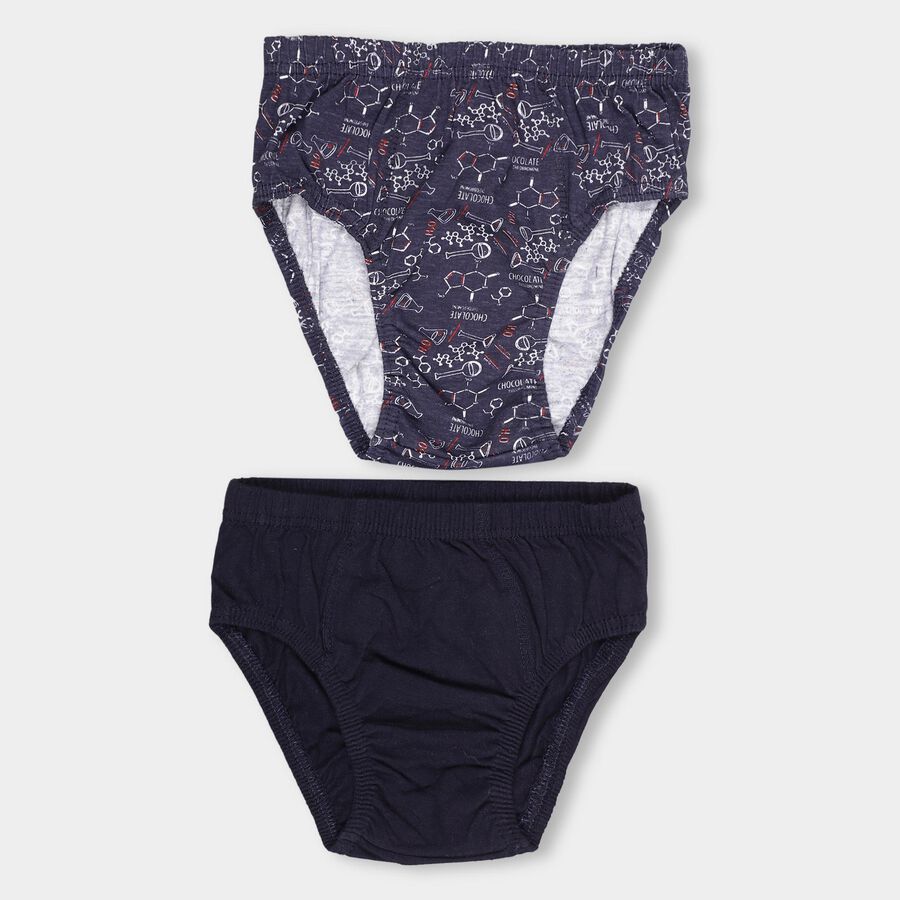 Boys' Dark Navy V-Cut Printed Briefs, Navy Blue, large image number null