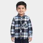 Boys' Light Blue Cotton Checked Regular Fit Shirt, Light Blue, small