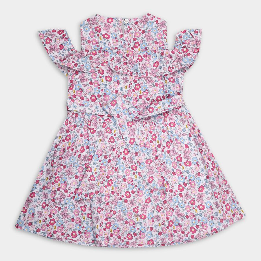 Girls' 100% Cotton Frock , Off White, large image number null