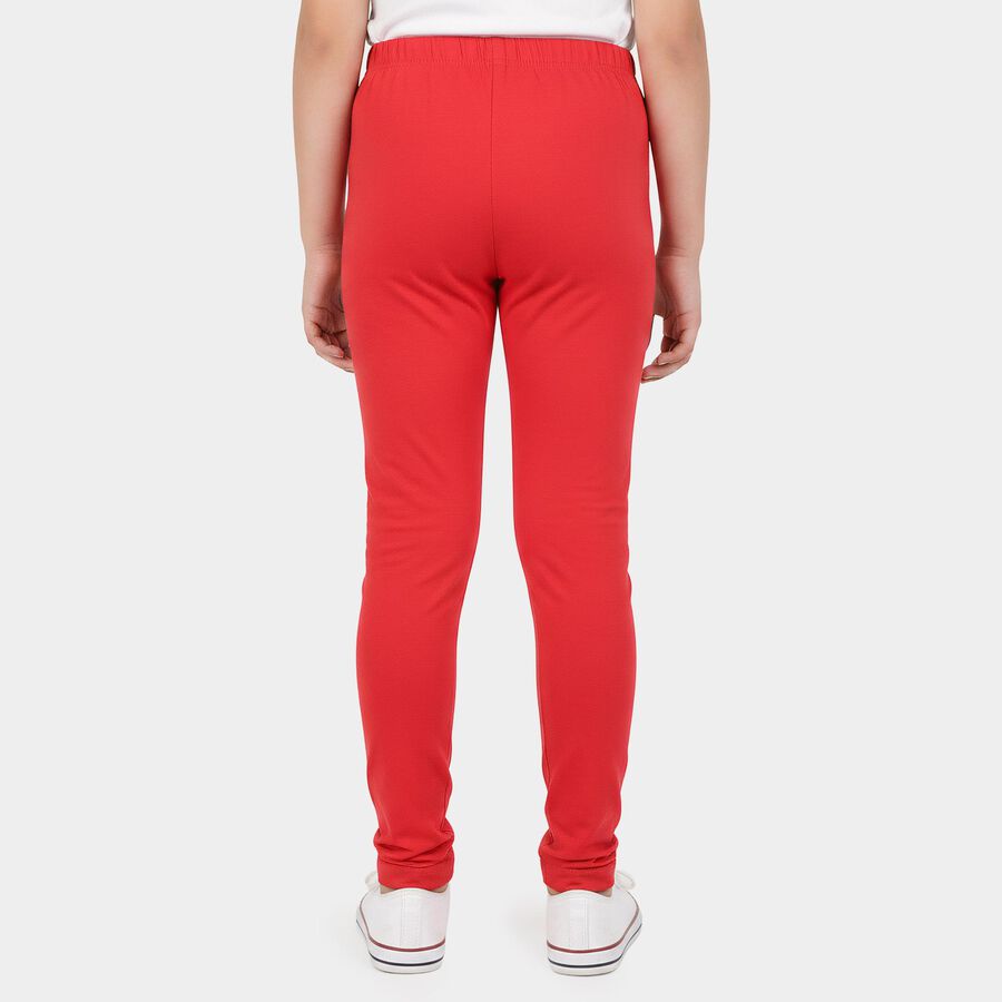 Girls Fuchsia Slim Fit Bow Detail Legging, रानी (फ्यूशिया), large