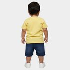 Infants' Yellow Cotton Round Neck Graphic Baba Suit, Yellow, small
