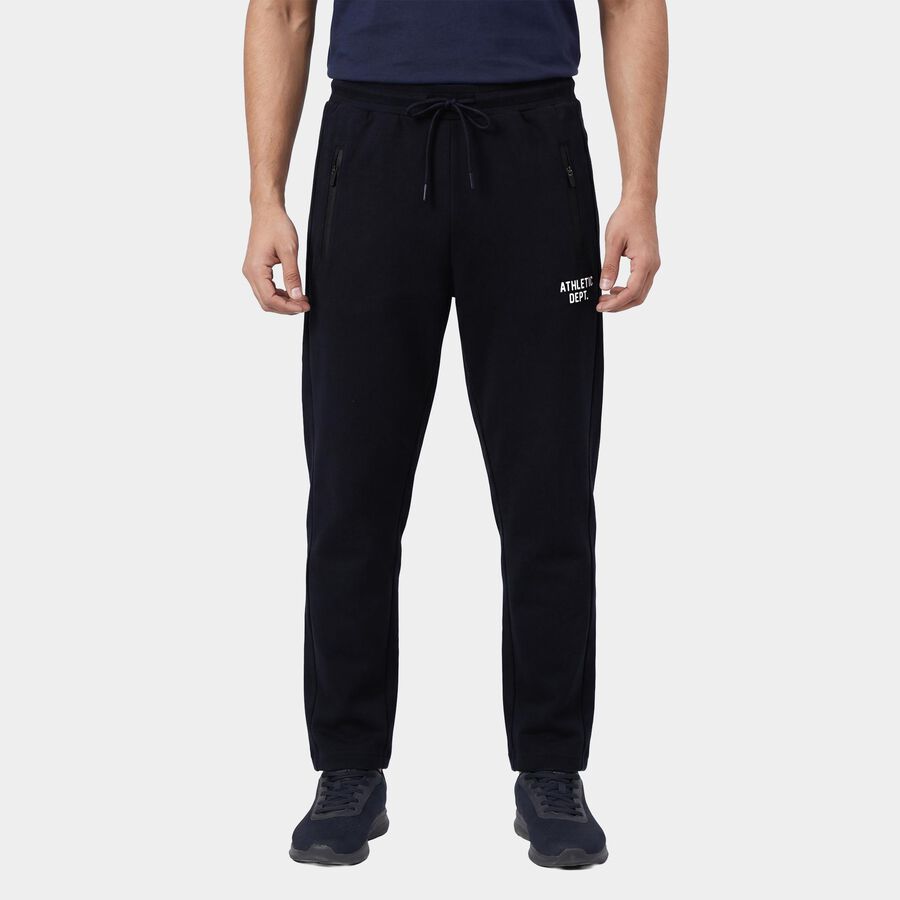 Men's Navy Blue Regular Fit Cuffed Track Pants, Navy Blue, large
