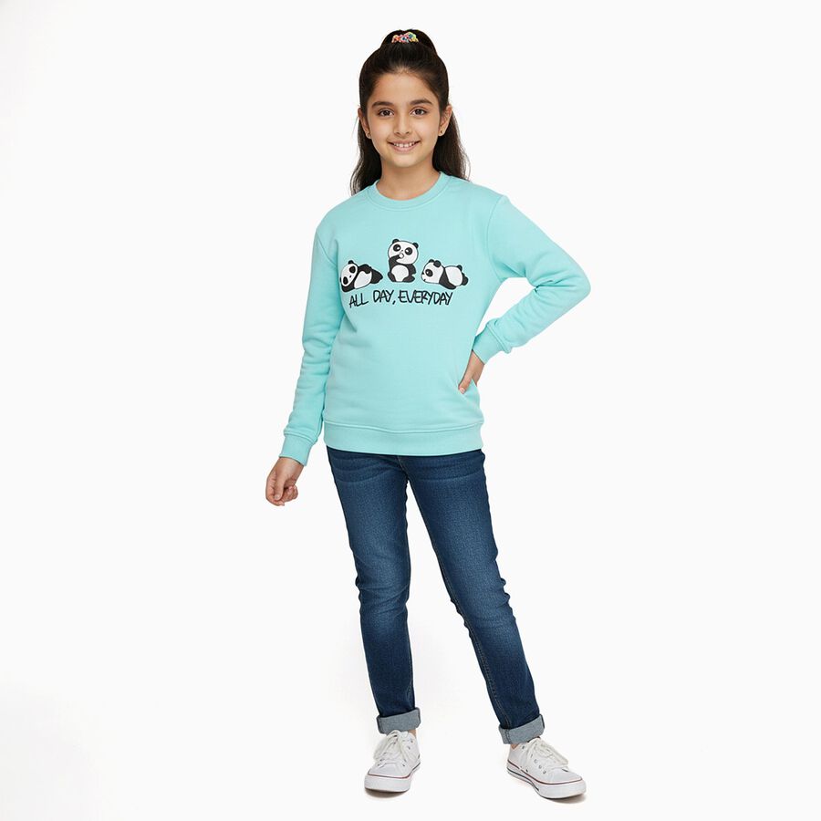 Girls' Sweatshirt, Aqua, large image number null