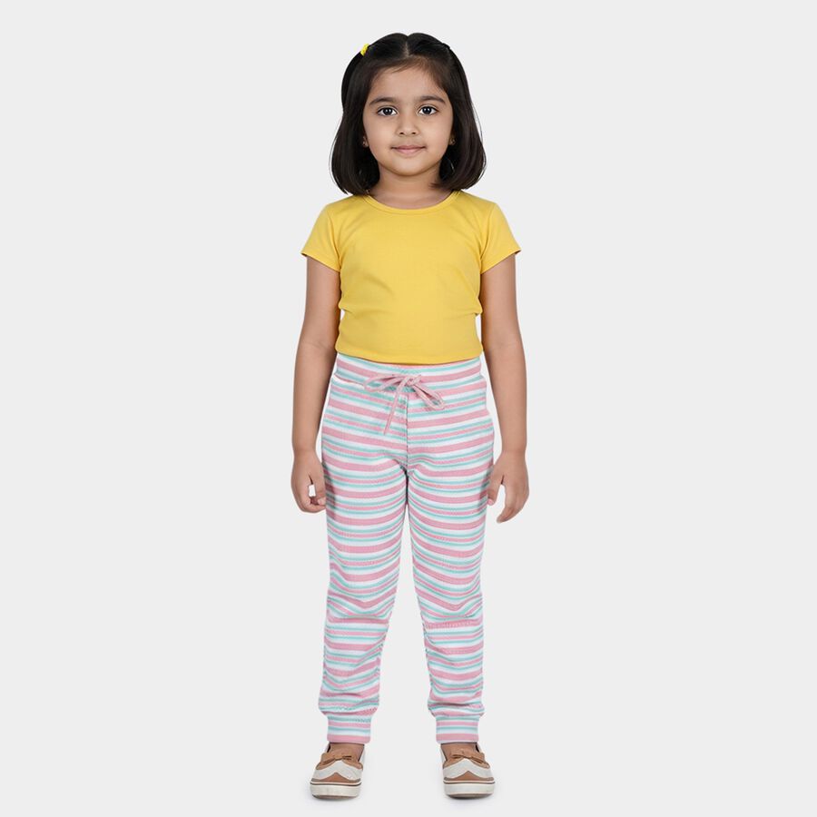 Girls Light Green Regular Fit Solid Sleep Pyjama, हल्का हरा, large