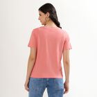 Women's Soft Pink Cotton Round Neck T-Shirt, Pink, small