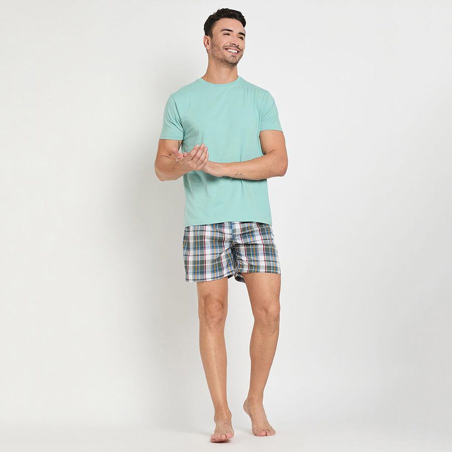 Men's 100% Cotton Boxers, मध्यम नीला, large image number null