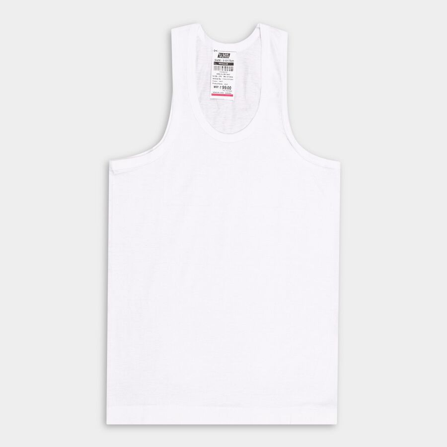 Boys' 100% Cotton Vest (Pack of 2), White, large image number null