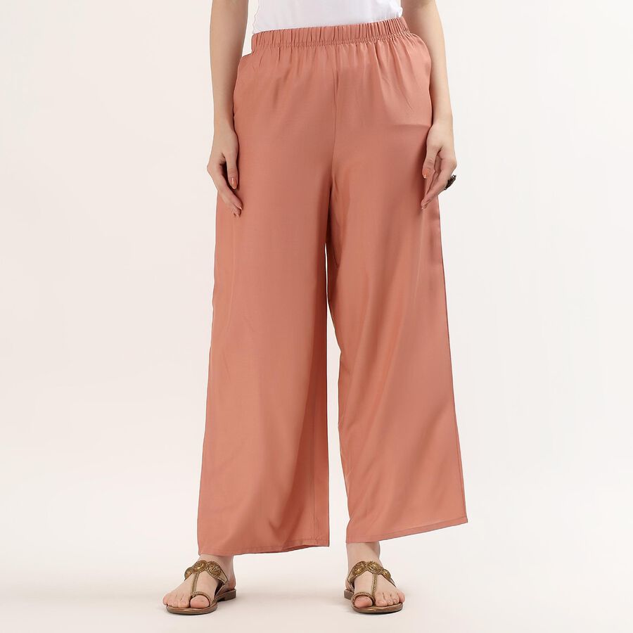 Women's Maroon Wide-Leg Printed Tie-Up Palazzos, गुलाबी, large