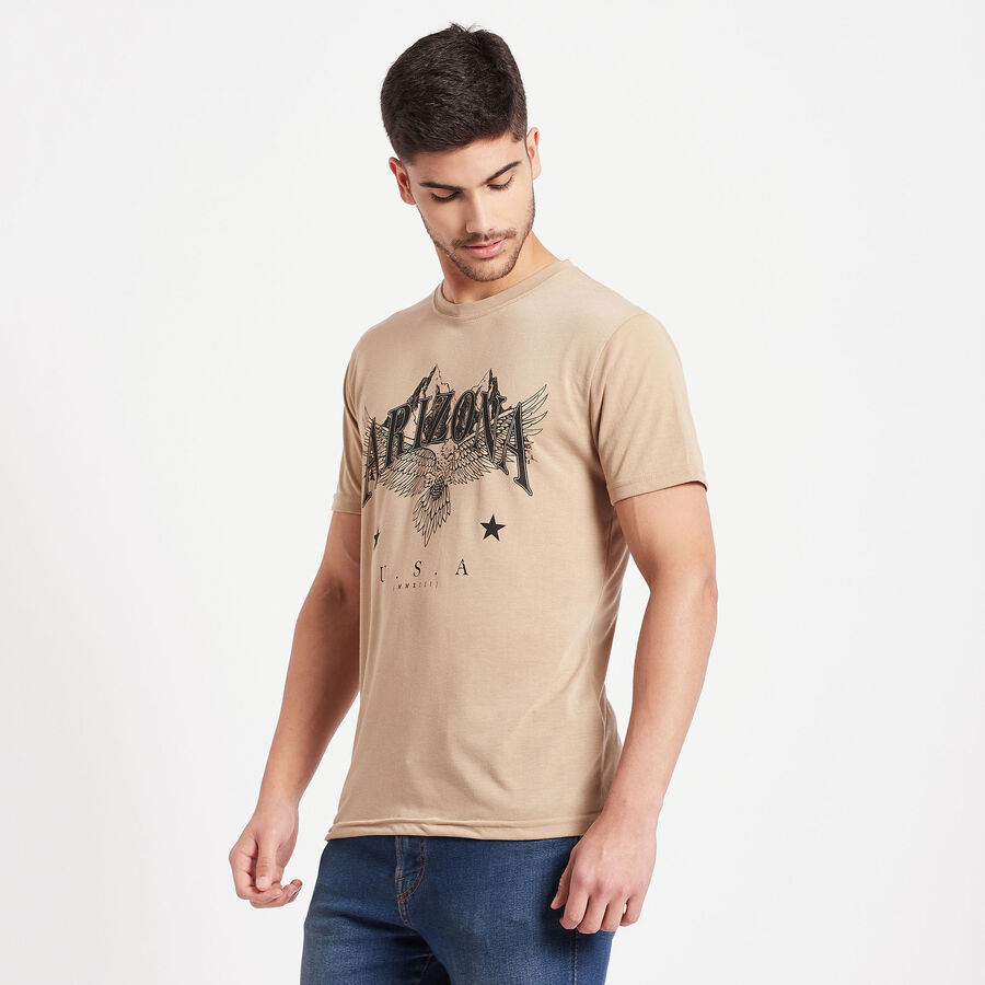 Round Neck T-Shirt, Beige, large image number null