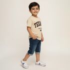 Boys' Light Beige Crew Neck Casual T-Shirt, गहरा पीला, small image number null