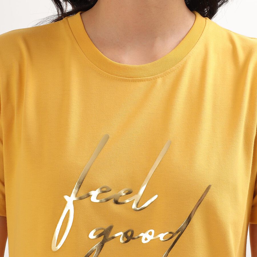 Women's Mustard Yellow Round Neck T-Shirt, Mustard, large image number null