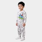 Boys Grey Crew Neck Graphic Print Baba Suit, Light Grey, small
