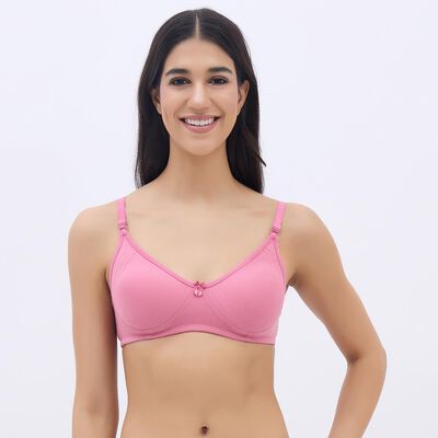 Women's Soft Pink Cotton Wire-Free Everyday Bra