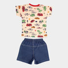 Infants Cotton Printed Baba Suit, Peach, small image number null