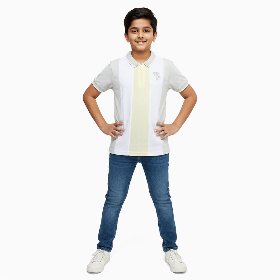Boys' Half Sleeves T-Shirt, पीला, large image number null