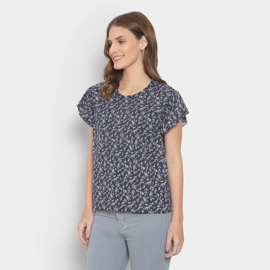 Round Neck T-Shirt, Navy Blue, large image number null