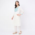 Women's Deep Midnight Navy Blue Cotton Solid Ethnic Set, Teal Blue, small