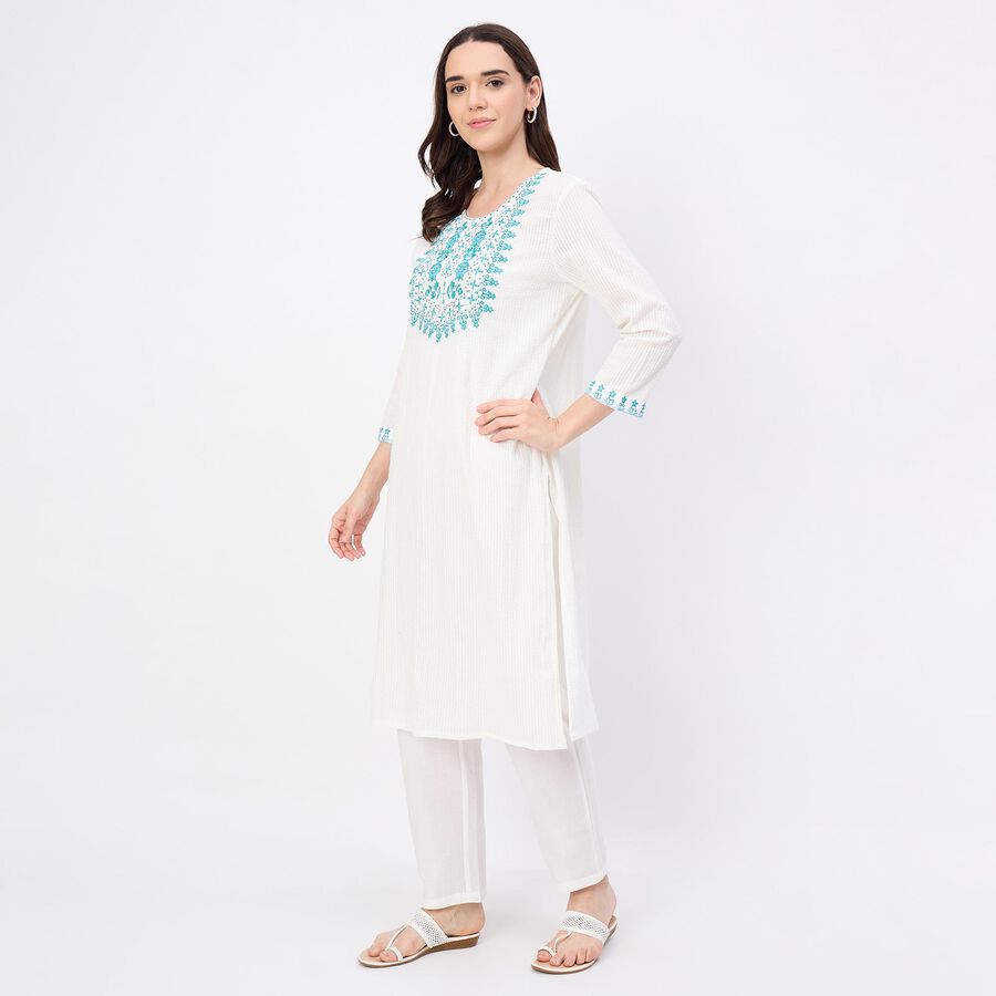 Women's Deep Midnight Navy Blue Cotton Solid Ethnic Set, Teal Blue, large